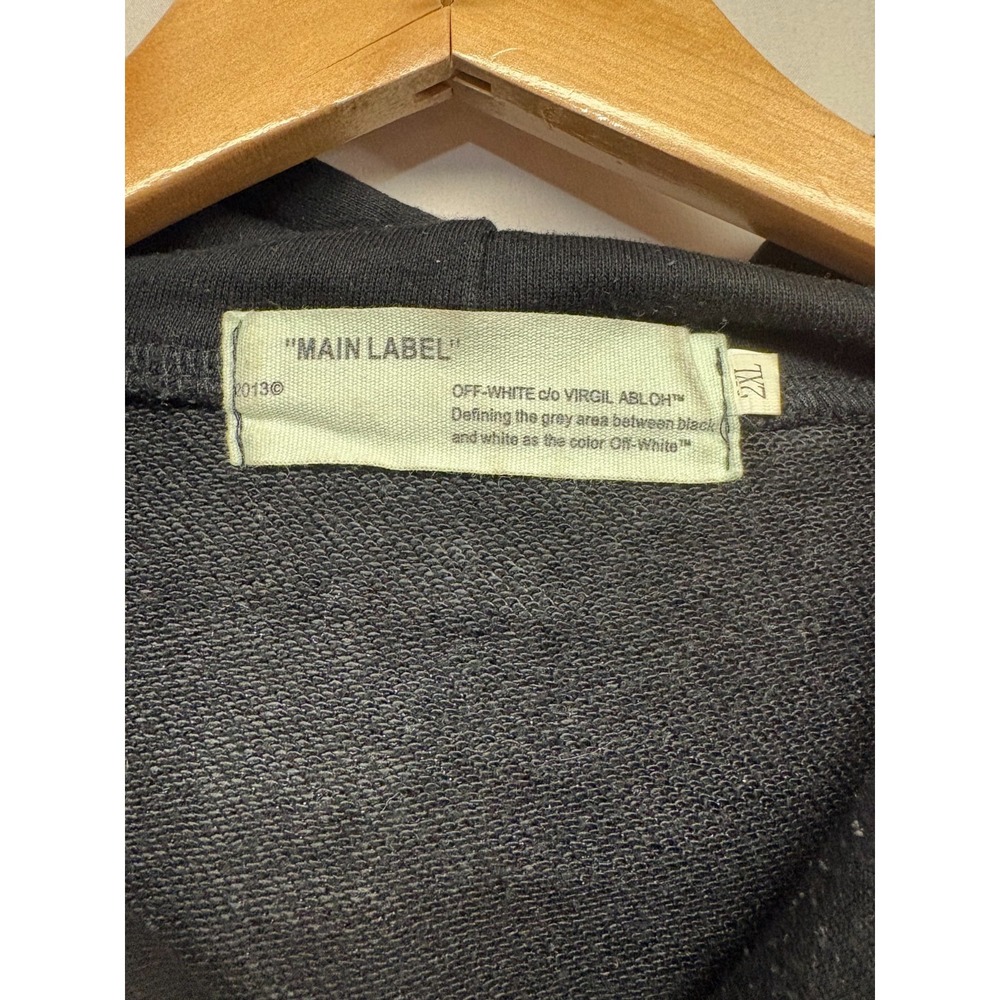 Off White Virgil Abloh Stencil Arrow Hoodie Black Kangaroo Pocket Outdoor 2XL - Picture 6 of 8